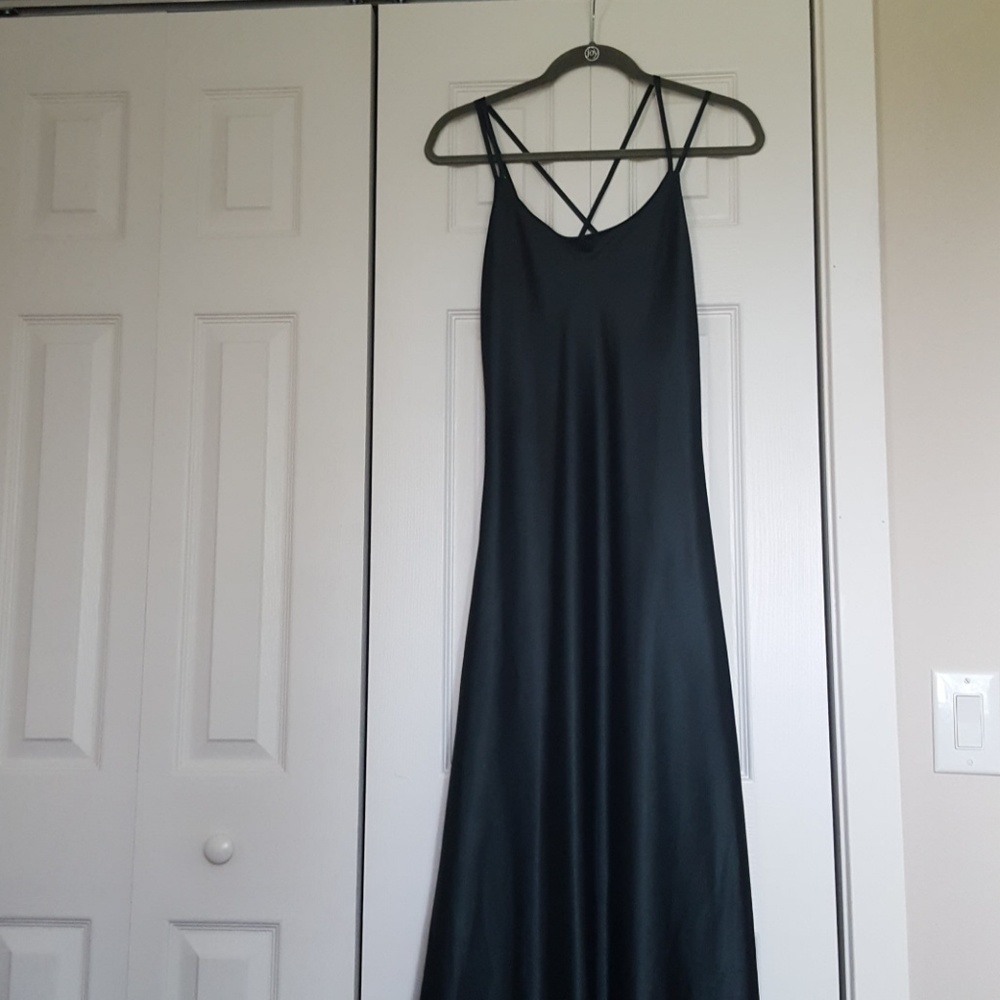 Dark green long reversible dress